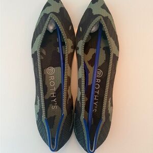 Rothy's Camo Pointed-Toe Knit Flats in Olive and Black - NEW without box